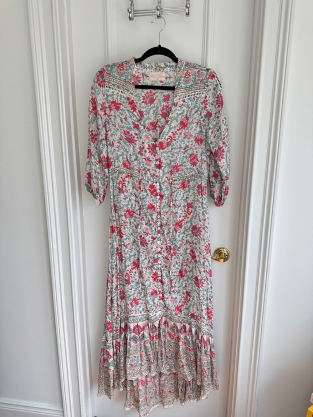 Miss June Paris Floral Print Button-Front Maxi Dress Size Medium Boho